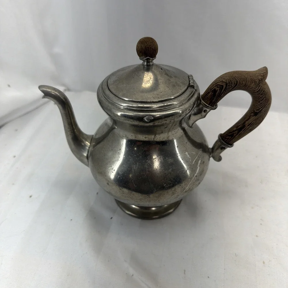 Silver Vintage Royal Holland Pewter Wood Handle Teapot Tea‎ Pot